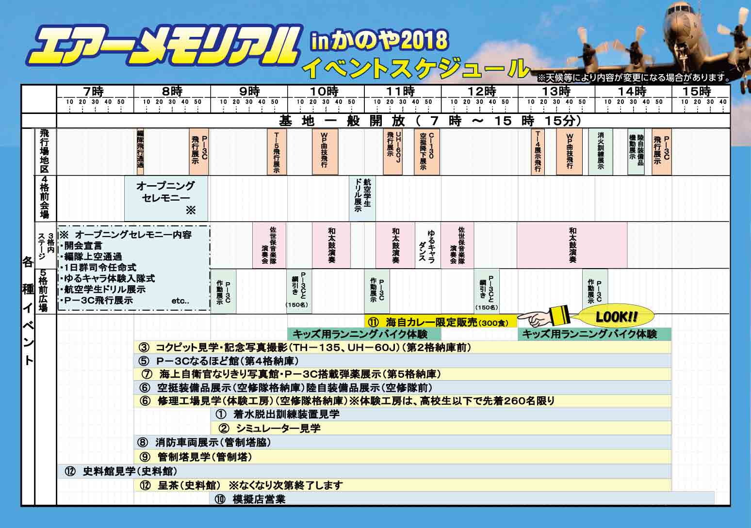 エアーメモリアルinかのや2018：スケジュール